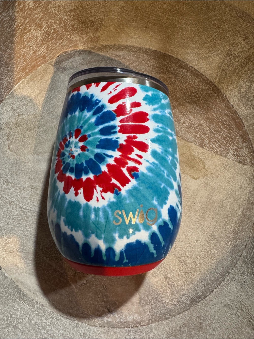 Swig Tie-Dye Insulated Wine Tumbler - Red, Blue & Teal
